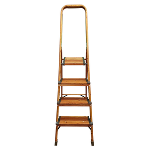 Échelle pliante portable à 4 marches, finition imitation bois, marches larges, en aluminium, antidérapante, pour la maison, la cuisine et le bureau - Product Image 3