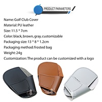 Couvre-chef de club de golf en cuir PU de couleur unie couvre-chef de fer de golf durable accessoires de sport de plein air pratiques