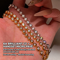Bracelet à bulles en zircon doré et argenté avec pierres rondes serties, empilable, bijoux quotidiens pour femmes, vente en gros