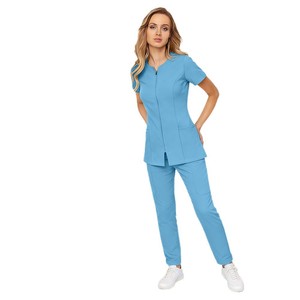 Women's Nursing Uniform Set Short Sleeve V Neck Top And Pants Moisture Wicking Hospital Workwear Multi Color Pet Medical Clothes - Product Image 5