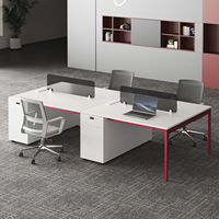Chaise de bureau pour personnel, combinaison de sièges de bureau blancs pour 4/6 personnes, moderne et simple, avec rangement pour poste de travail d'entreprise