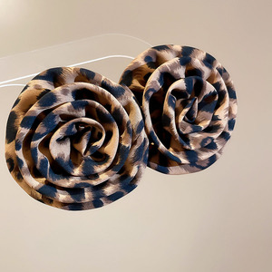 Fabric Leopard Print Flower <strong>Stud</strong> <strong>Earrings</strong> Exaggerated and Unique Style <strong>Earrings</strong> and Pendants, Niche Design Sense <strong>Earrings</strong> LJ-002 - Product Image 1