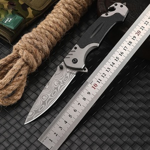 Dao gấp sinh tồn cắm trại ngoài trời với lưỡi thép không gỉ độ cứng cao đa chức năng hoang dã họa tiết Damascus EDC - Product Image 3