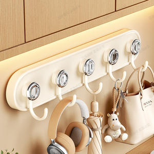 Crochet mural à ventouse rectangulaire minimaliste, organiseur de clés, 5 crochets, installation robuste sans perçage - Product Image 5