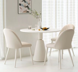 Modern Minimalist <strong>White</strong> <strong>Round</strong> <strong>Dining</strong> <strong>Table</strong> for 4 Person Small Space Kitchen Breakfast Room Apartment Home Furniture - Product Image 6