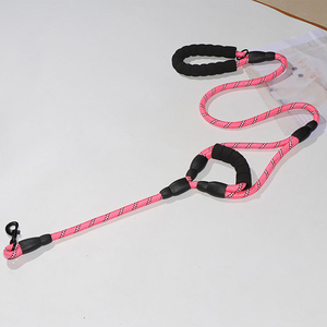 Dây dắt chó đi dạo ngoài trời cao cấp, chất liệu polyester bền chắc, phản quang, đệm <span class=keywords><strong>neoprene</strong></span> dày, tay cầm đôi, không cần dùng tay, 1.5M 1.8M - Product Image 6