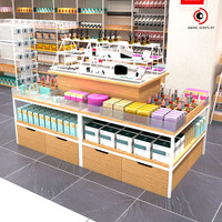 Étagère de présentation de luxe à niveaux, écologique, avec cadre métallique robuste amovible et étagère en bois, design autoportant pour aménagement de magasin