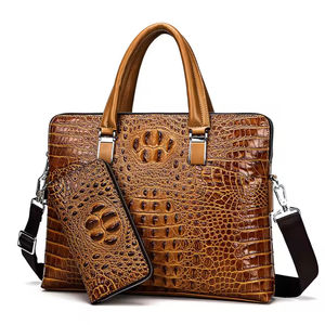 Sac à main en cuir PU crocodile de designer OEM, mallette de bureau professionnelle, sac pour ordinateur portable pour hommes - Product Image 1