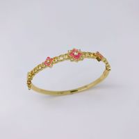 Bracelet jonc fleur en zircon plaqué or 18 carats pour femme – Tendance, minimaliste, chic, sophistiqué, bijou de luxe pour soirée