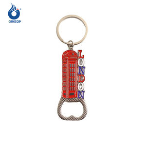 漫画風ロンドン電話ボックス ビッグベン 亜鉛合金 環境に優しい 2-in-1 記念品 ビール/ワインオープナー キーホルダー イギリス旅行観光客向け - Product Image 4