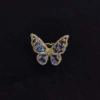 Guantang 2022 Vente directe du fabricant, bijoux de mode coréenne, bague ouverte en diamant complet, papillon, pierres roses et bleues pour femmes