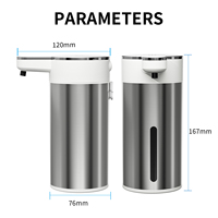 Distributeur automatique de savon commercial en acier inoxydable, 4 vitesses réglables, affichage LED, 400 ml, pour hôtel, toilettes, salle de bain