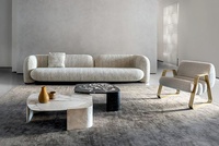Fauteuil modulaire de luxe italien rétro moderne pour salon, salle à manger, meubles de maison, pieds en métal, rembourrage en éponge douce