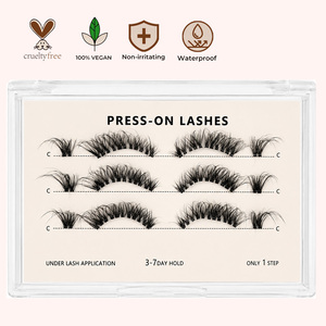 <span class=keywords><strong>Faux</strong></span> <span class=keywords><strong>cils</strong></span> à presser invisibles réutilisables sans colle, bande complète, auto-adhésifs, naturels, pour usage quotidien, légers, imperméables - Product Image 1