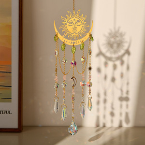 Prismas <span class=keywords><strong>de</strong></span> Cristal Naturales Colgantes con Diseño <span class=keywords><strong>de</strong></span> <span class=keywords><strong>Sol</strong></span> <span class=keywords><strong>y</strong></span> <span class=keywords><strong>Luna</strong></span>, Decoración <span class=keywords><strong>de</strong></span> Cristal, Artesanías para el Hogar, Venta al Por Mayor - Product Image 3