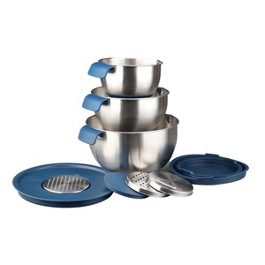 Nouveau design de bol à salade en acier inoxydable à fond en silicone pour la cuisson de la cuisson et la préparation avec couvercles - Product Image 3