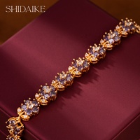 ShiDaiSheng lujo Europa moda pulsera mujer platino plateado Baguette Maequise CZ chapado en oro latón circón piedra principal re