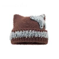 Bonnet en laine tricotée personnalisé avec logo chat mignon, chaud pour l'hiver, style Y2K Grunge, accessoires tendance, bonnet doux pour femme