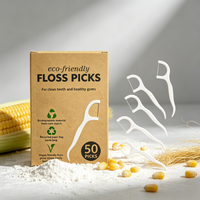 Fil dentaire biodégradable sans plastique en paille de maïs OEM, saveur menthe, haleine rafraîchissante, compostable