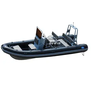 Ce 21ft tuần tra 660 nhôm Rib thuyền Twin outboar hypalon Rib thuyền với động cơ hypalon Ống đánh cá Inflatable boatsa