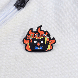 Let It <strong>Burn</strong> Angry Cat Badge Kawaii Arson Cat Enamel Pin Halloween Gift Accessories - Product Image 4