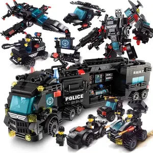 8 in 3 SWAT Mobile Combat Bus Plastic Model Building Toy Diy and Educational Car for Army and Police Figure and Car