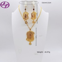 Ensemble de bijoux Hongyue plaqué or 24 carats avec pampilles irrégulières - Collier et boucles d'oreilles ethniques - Ensemble de mariée africain traditionnel