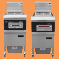 Friteuse à gaz commerciale de style KFC américain en acier inoxydable, homologuée CE, à un réservoir et deux paniers, avec filtration d'huile