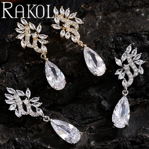 RAKOL EP078 Boucles d'oreilles goutte d'eau de mariée en zircon cubique cristal - Product Image 6