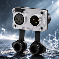 Connecteur XLR M/F 3 broches étanche IP65 pour montage sur panneau extérieur, avec coque chromée nacrée, points de contact plaqués or pour sonorisation en direct