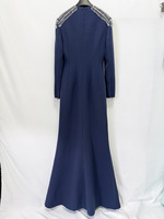 Robe de soirée longue en maille ornée de cristaux, taille plus, A12763