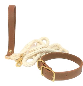Collier de chien rembourré en cuir véritable, produits pour animaux de compagnie de haute qualité, boucles durables, produits de luxe pour animaux de compagnie, harnais, ensembles de laisses, beige bordeaux - Product Image 5