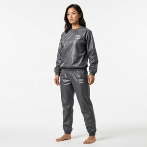 Custom Grey Sauna Suit <b>Men</b> Crew Neck Sweat Training Tracksuit Pullover <b>Top</b> Elastic Cuff Pants <b>Thermal</b> Gym Workout Fitness Wear - Product Image 6