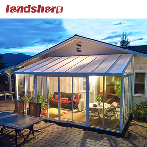 Bingkai aluminium kaca Tempered berdiri bebas taman teras halaman Sunroom kaca antigores bingkai aluminium ruangan Sunroom
