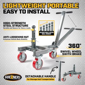 <span class=keywords><strong>Remolque</strong></span> para Remolcar de 5000 LBS con <span class=keywords><strong>Bola</strong></span> de Enganche de 2-5/16 Pulgadas, Altura Ajustable de 19.6-23.6, Giro de 360 Grados °   Rueda Giratoria con Freno para Remolques de RV, Barcos y Carga - Product Image 4