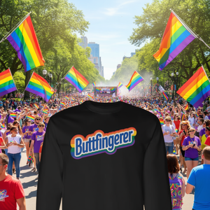 Buttfingerer <b>Meme</b> Long Sleeve <b>T</b>-<b>Shirt</b> Men LGBTQ Pride Design - Product Image 3