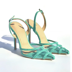 2025 nuovo Design da donna a punta <span class=keywords><strong>turchese</strong></span> con tacco alto alla caviglia eleganti scarpe da festa con tacco a spillo - Product Image 2