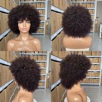 Perruque Afro Naturelle Cheveux Humains Frisés Crépus de 6 à 16 Pouces pour Femmes Noires, Perruque Faite à la Machine Pleine Densité sans Lacet