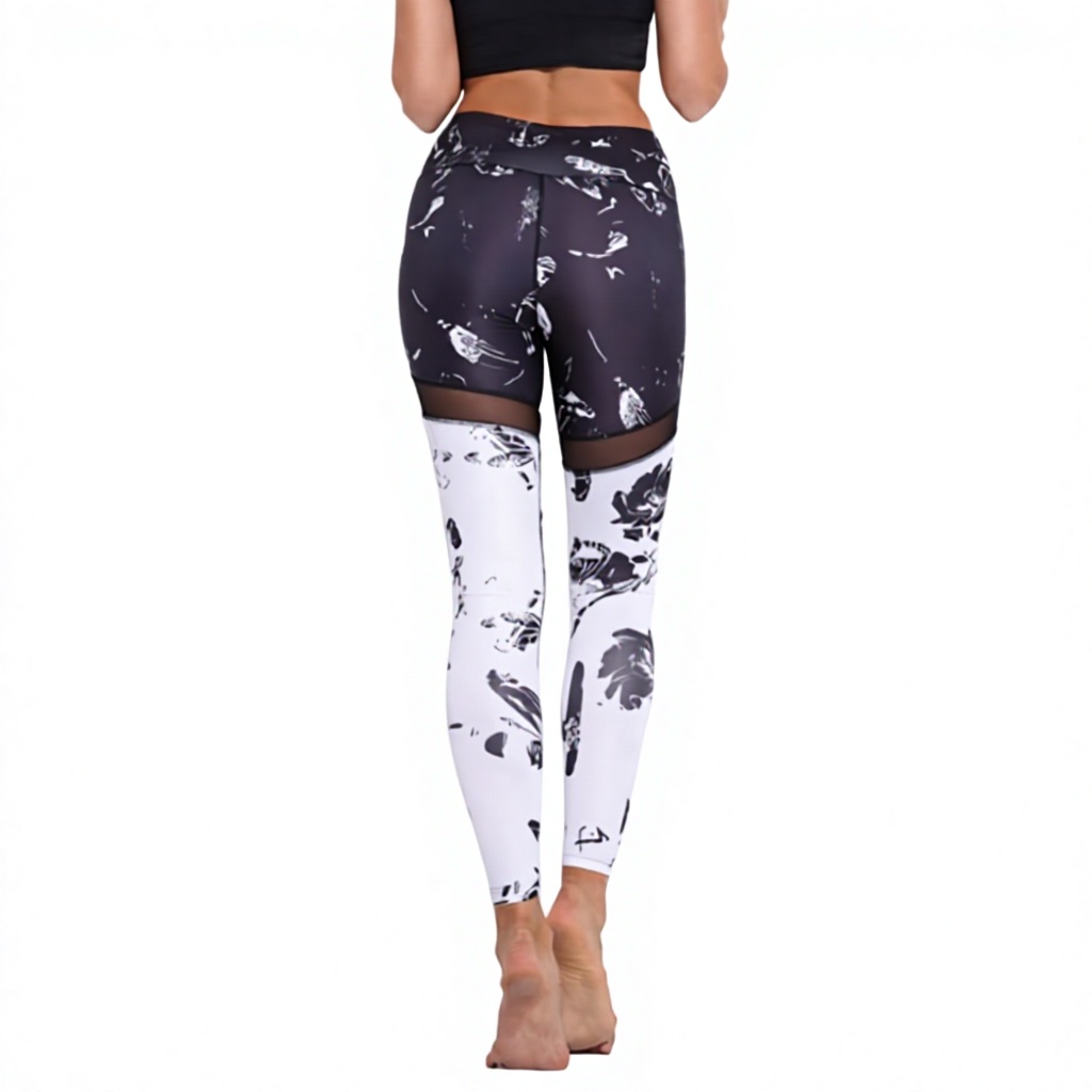 OEM High Waisted V-Shaped Women's Yoga Pants Pockets Print Pattern Spandex/Polyester Four-Way Stretch Quick Dry Custom Colors