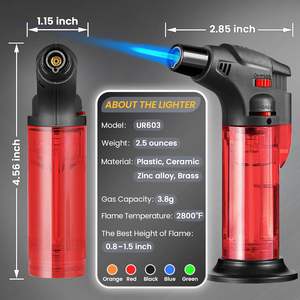 Горячая распродажа: многоразовые бутановые зажигалки-горелки, дешевые оптовые портативные зажигалки с регулируемым пламенем - Product Image 6