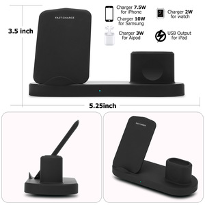 Estación de <span class=keywords><strong>carga</strong></span> rápida inalámbrica de escritorio de 15W Cargador inalámbrico 4 en 1 Cargador inalámbrico Universal para teléfono móvil Auricular Reloj - Product Image 4