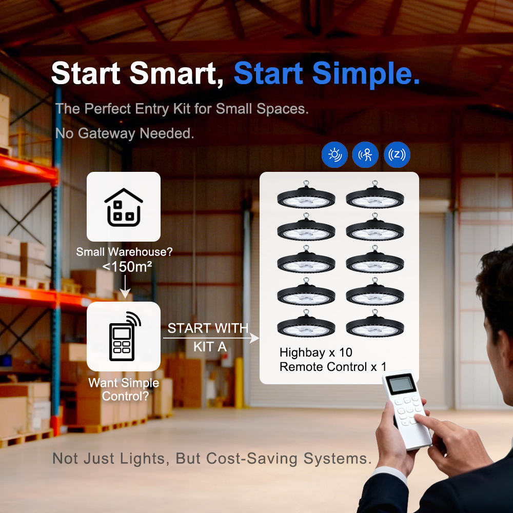 Kit de capteurs de démarrage d'entrepôt&nbsp;: 10 lampes pour 80-150㎡, 150W