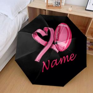 1 Parapluie pliant personnalisé avec nom, ruban rose, thème football, impression UV, sans MOQ, cadeau de sensibilisation, Guarda Chuva Personalizado - Product Image 2