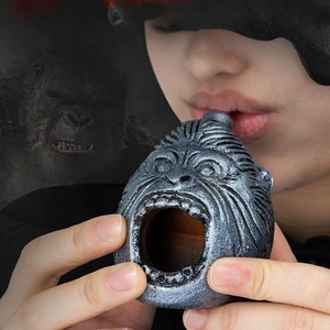 Silbato de muerte de gorila de cerámica, generador de sonido chillón, accesorio de Halloween aterrador, silbato de animal tribal antiguo para niños jugando - Product Image 2
