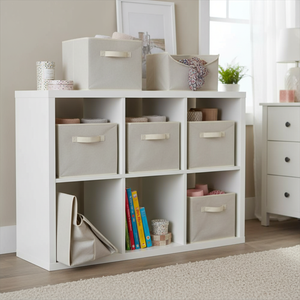 Capri Juego de 6 cestas de tela beige Solución de almacenamiento plegable y conveniente - Product Image 3