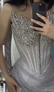 <span class=keywords><strong>Abito</strong></span> da sera Sexy da donna in argento senza maniche <span class=keywords><strong>con</strong></span> <span class=keywords><strong>spacco</strong></span> anteriore <span class=keywords><strong>lungo</strong></span> <span class=keywords><strong>abito</strong></span> da ballo - Product Image 2