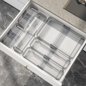 Tiroir de <span class=keywords><strong>bureau</strong></span> en plastique rectangulaire moderne, <span class=keywords><strong>plateau</strong></span> organisateur transparent, vente en gros pour la papeterie de <span class=keywords><strong>bureau</strong></span>, bacs à aliments, rangement pour maquillage - Product Image 4