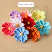 Ranting Bunga Gerbera Daisy Rajutan Tangan dari Benang Wol 5-lapis, Bunga Berbunga Banyak Berwarna-warni untuk Dekorasi Rumah, Ruang Tamu, dan Pernikahan
