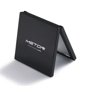 High Quality Black Square Double Side ABS Cosmetic Pocket Mirror From Brand Promotion