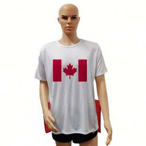 T-shirt personnalisé 2026 Canada Sports Soccer imprimé drapeau national, écologique, extensible dans les deux sens, pour les fans de football - Product Image 1
